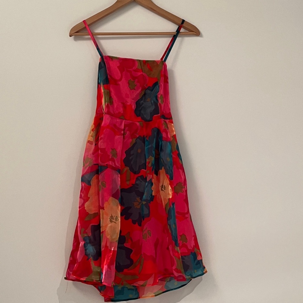 Vibrant Floral Dress with Spaghetti Straps (can be for maternity)